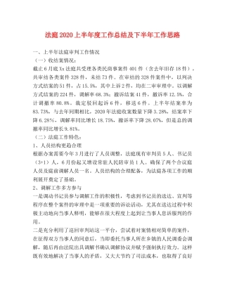 法庭2020上半年度工作总结及下半年工作思路 