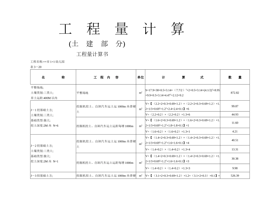 幼儿园清单工程量预算书_第1页