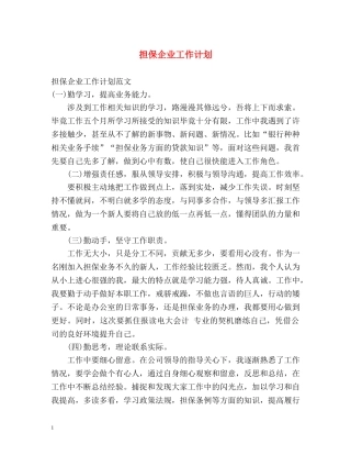 担保企业工作计划 