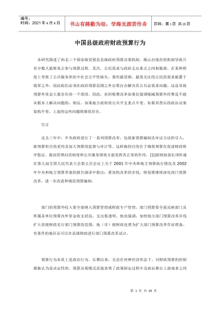 中国县级政府财政预算行为