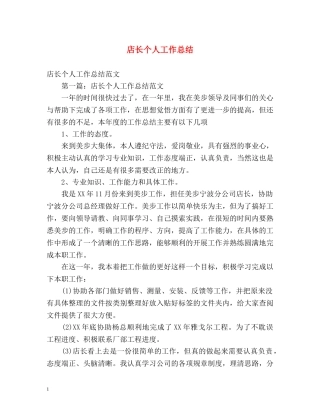 店长个人工作总结 