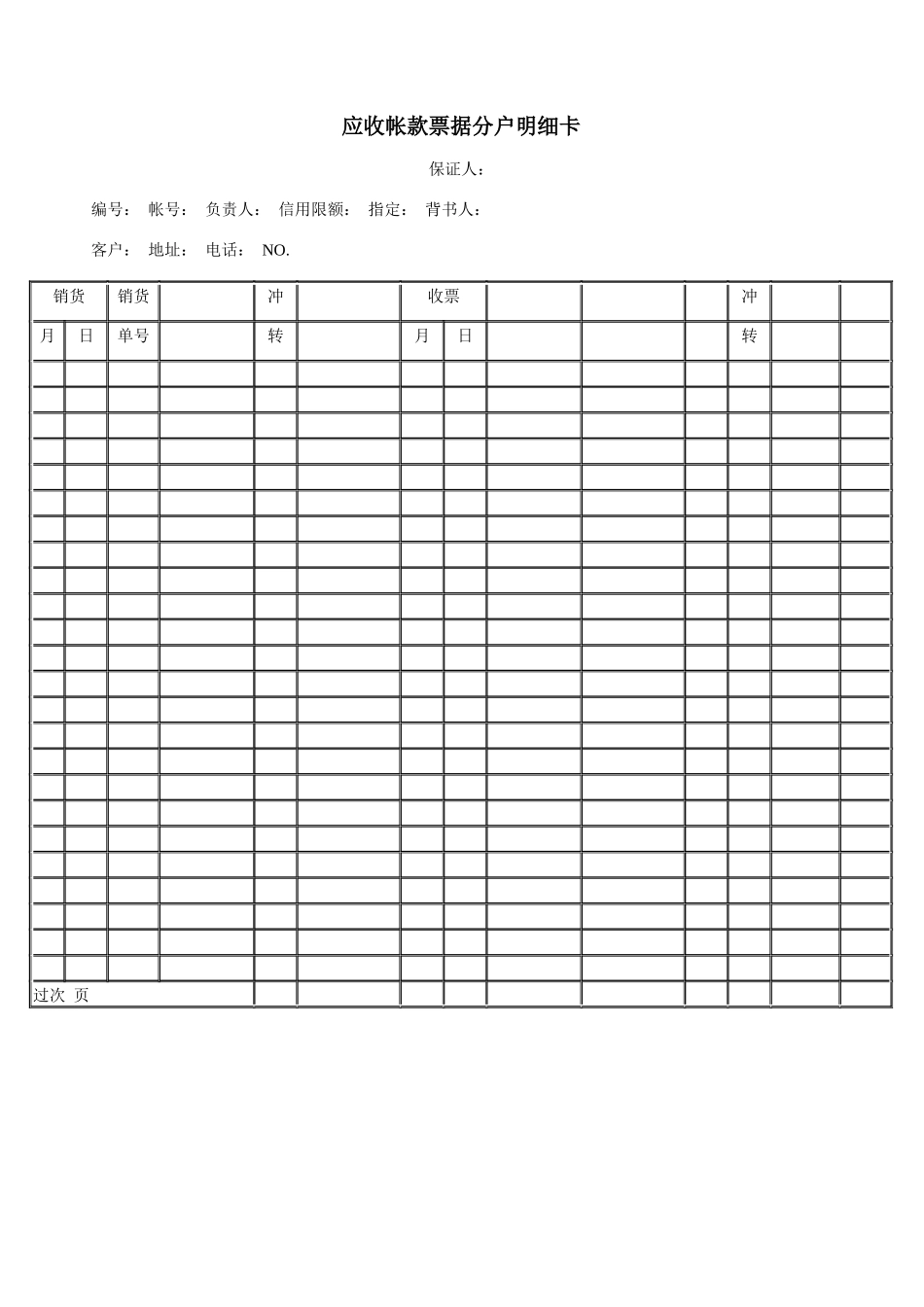 应收帐款票据分户明细卡_第1页