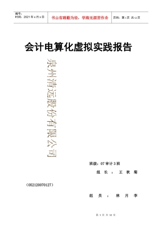 会计电算化虚拟实践报告