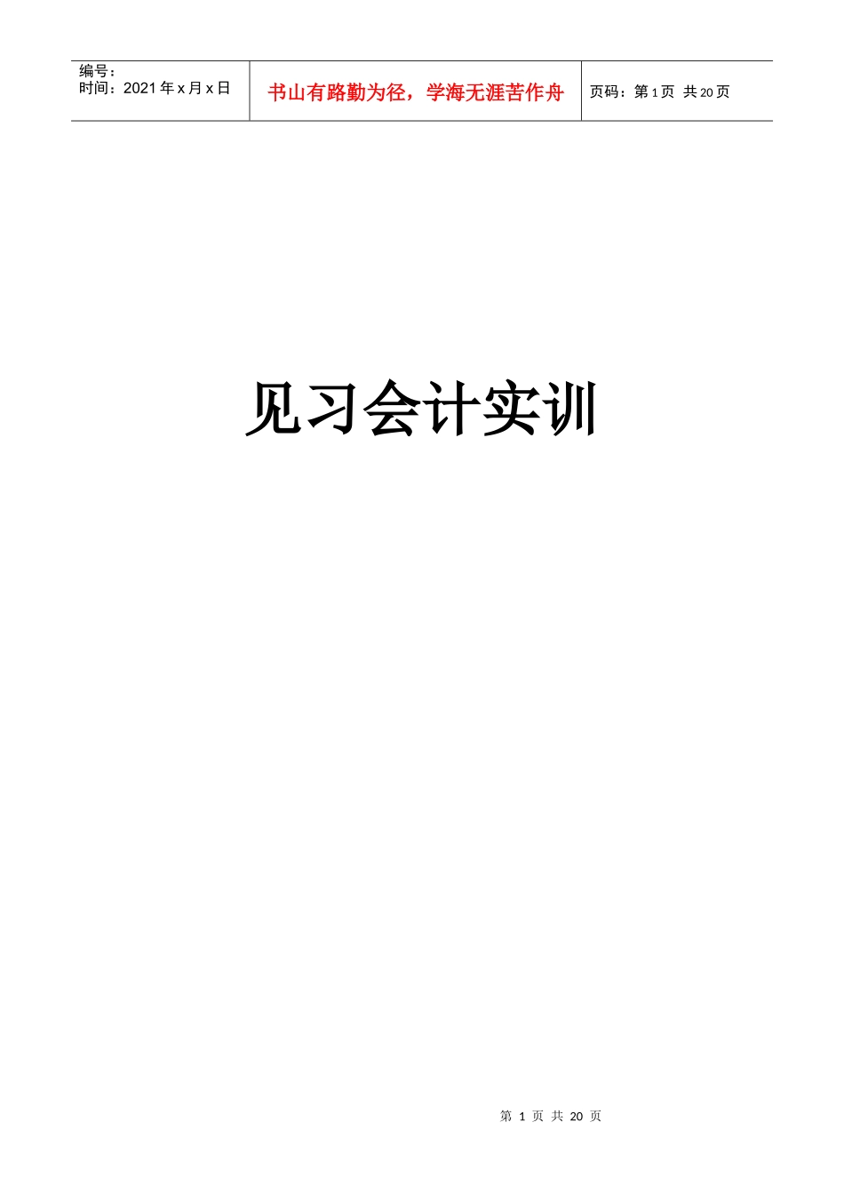 【南京大学见习会计课公告】--实训报告样本_第1页