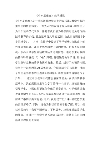 《小小足球赛》教学反思