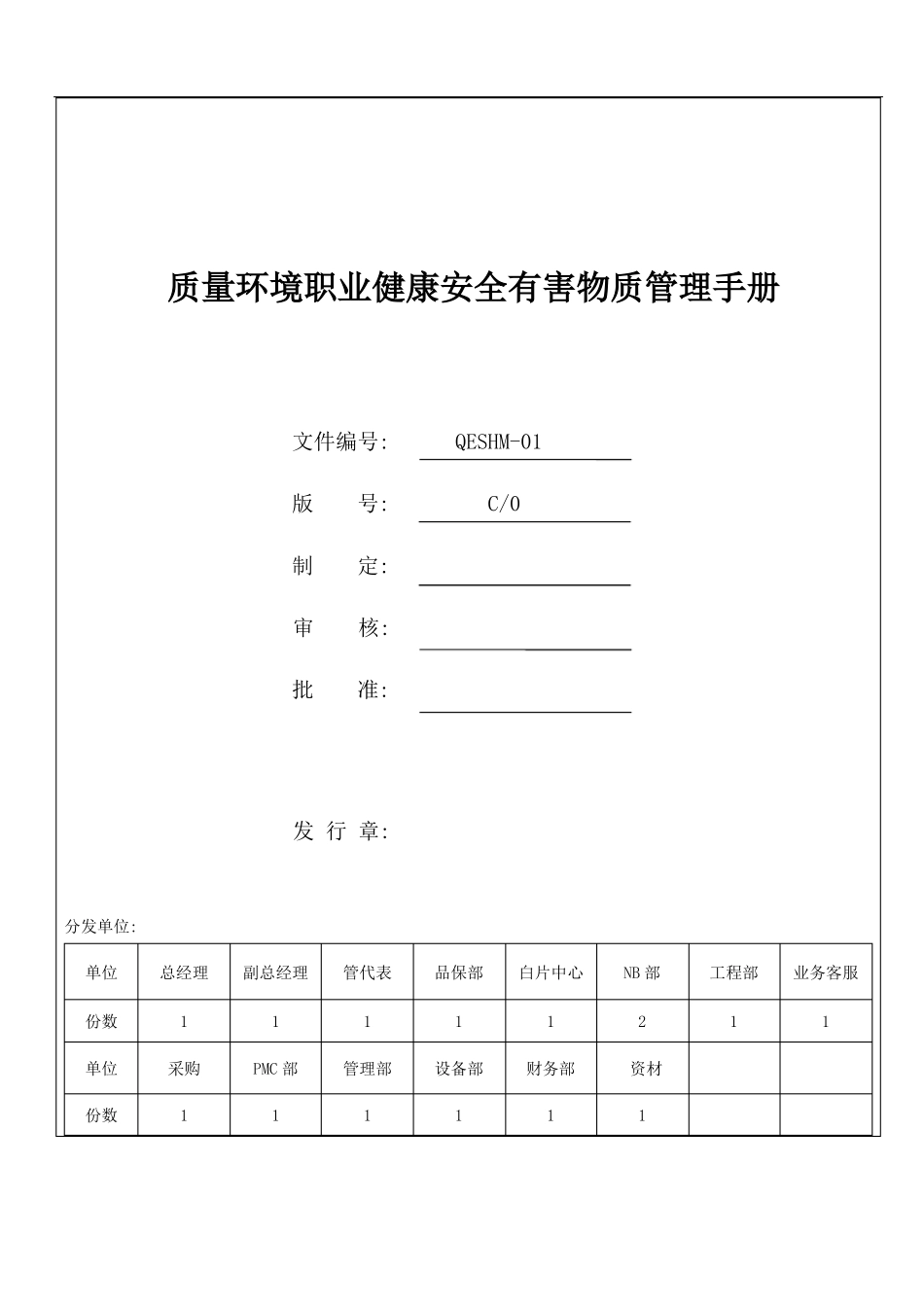 四合一管理手册质量环境职业健康安全有害物质_第1页