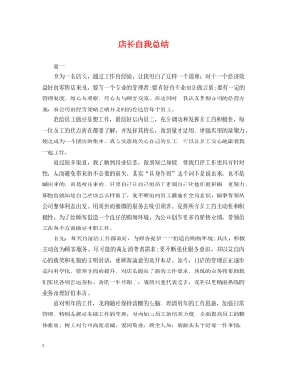 店长自我总结 