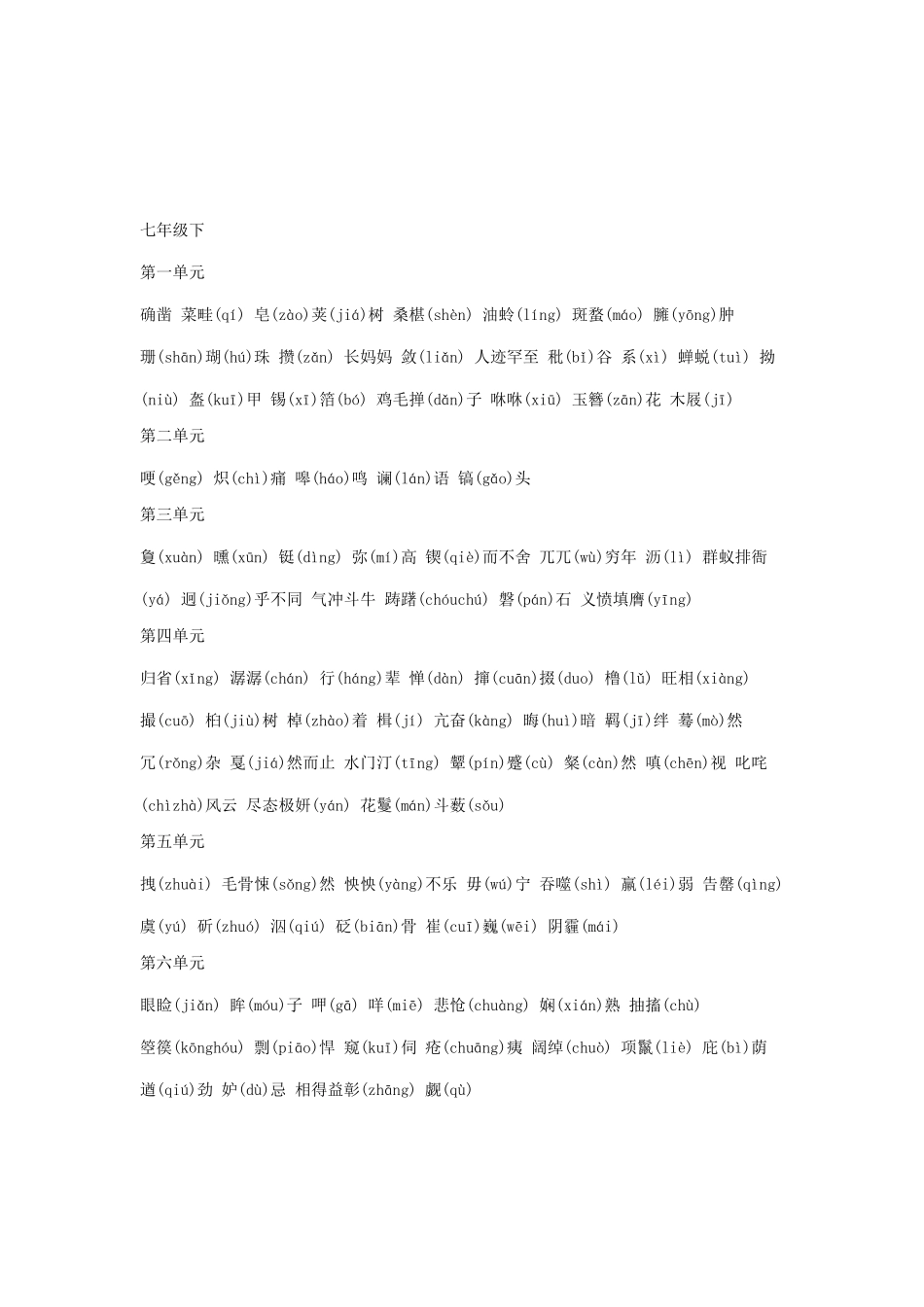 【中考语文复习】初中语文全部词汇及注音(人教版分册全)_第2页