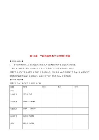中国民族资本主义的曲折发展考试试题