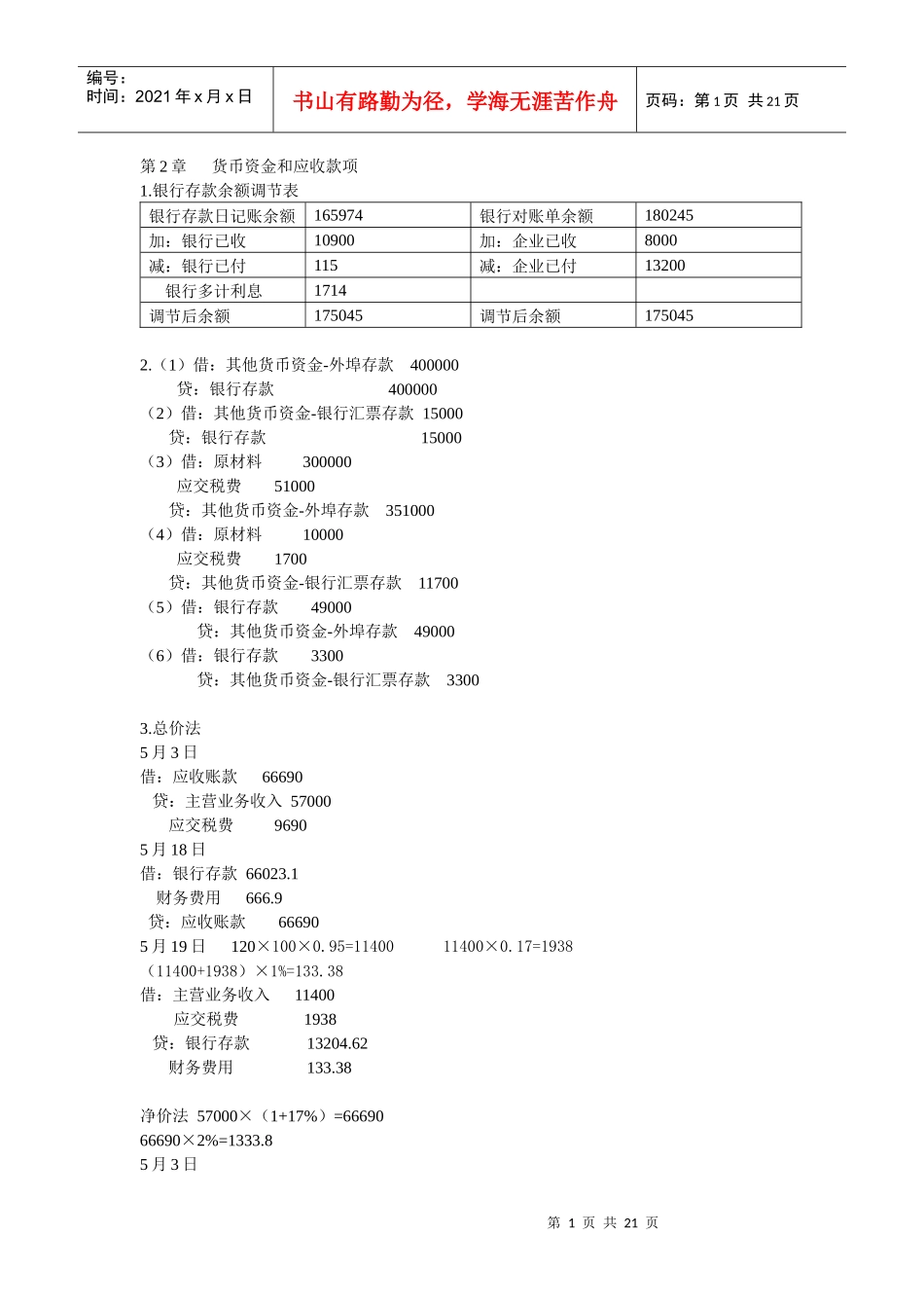 财务会计学课后答案(全)_第1页