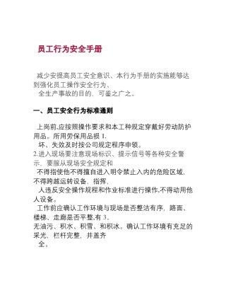 员工行为安全手册