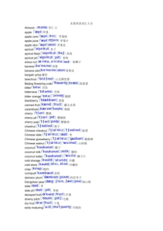 水果英语词汇大全_带音标