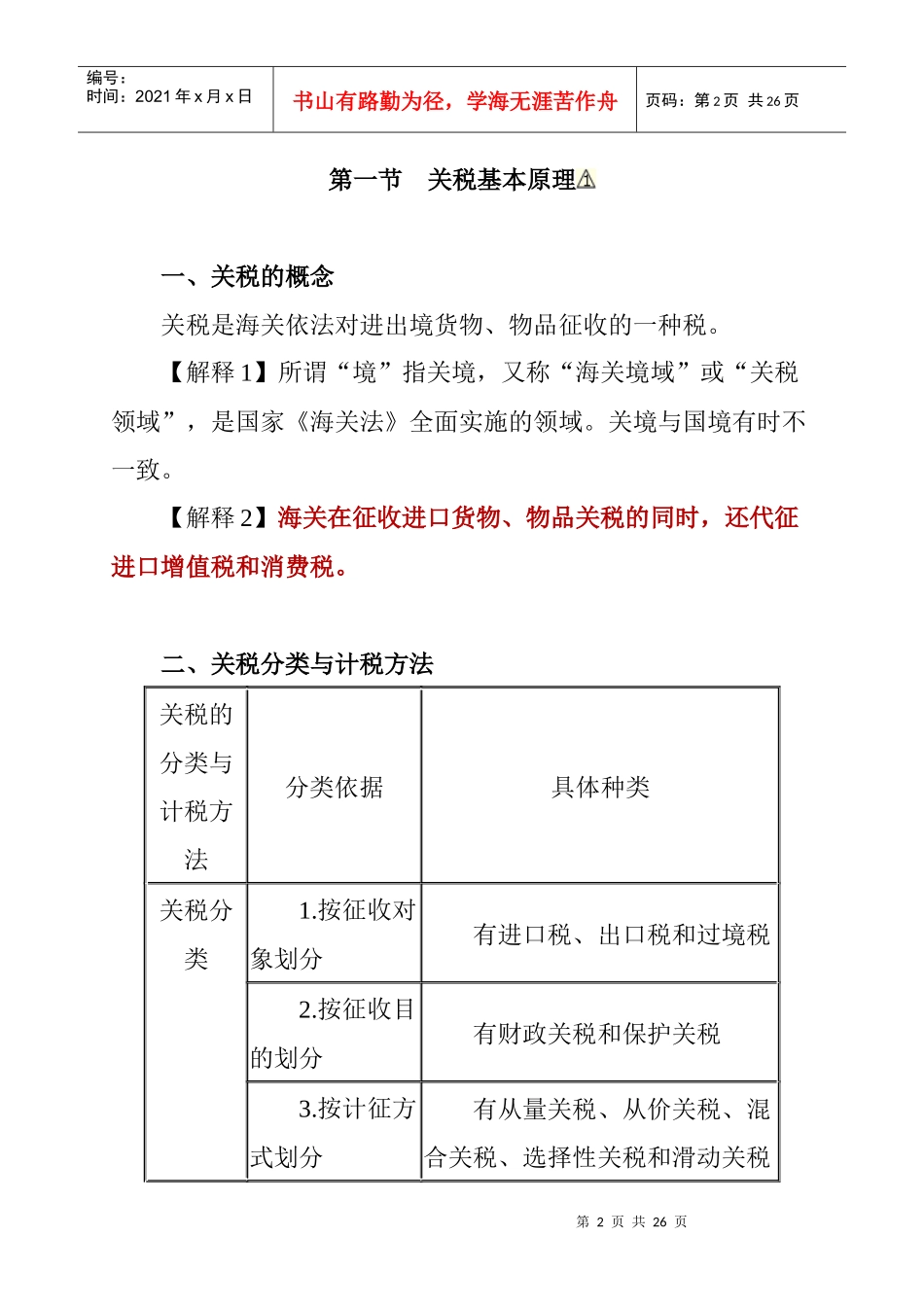 关税法考试大纲_第2页