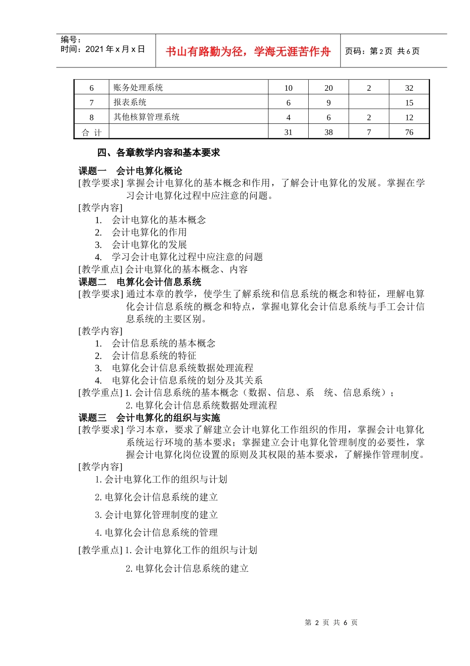 《会计电算化》教学大纲_第2页