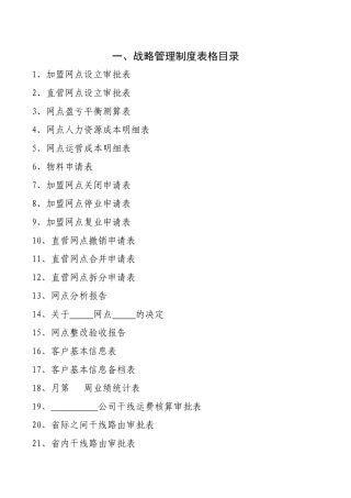 战略、财务、运营表格汇总