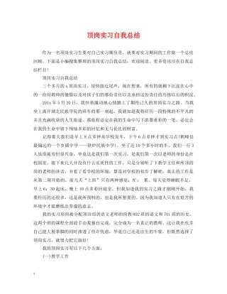 顶岗实习自我总结 