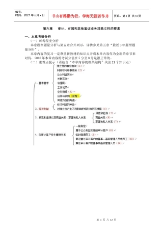 第六章 审计、审阅和其他鉴证业务对独立性的要求