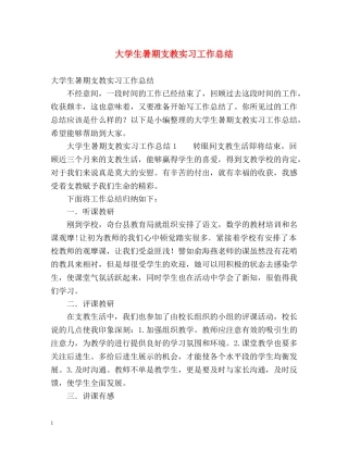 大学生暑期支教实习工作总结 