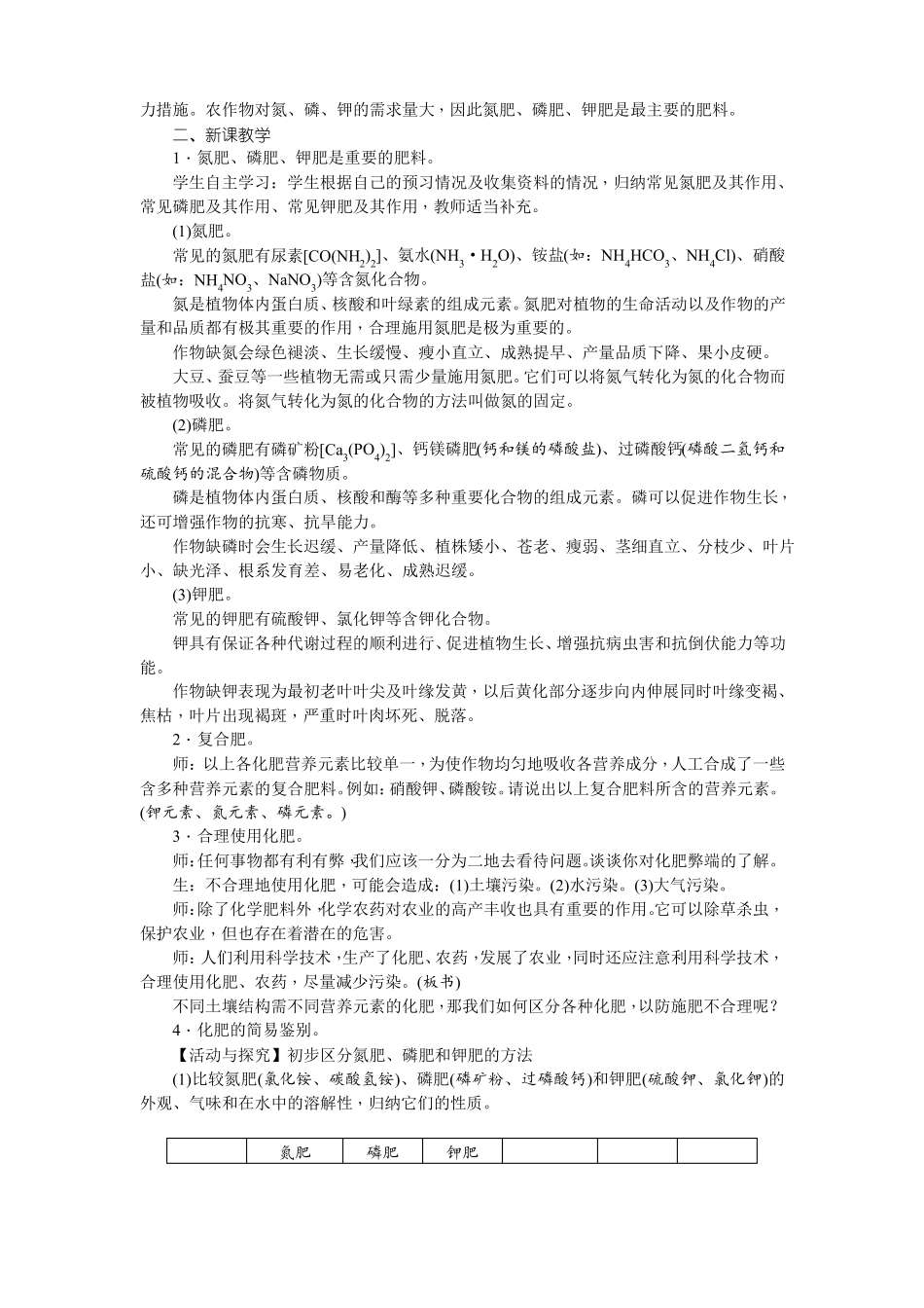 化学肥料教案_第2页