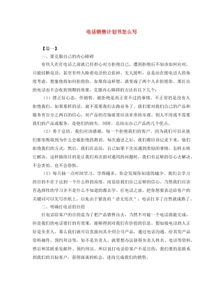 电话销售计划书怎么写 