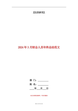 2024年3月财会人员年终总结范文