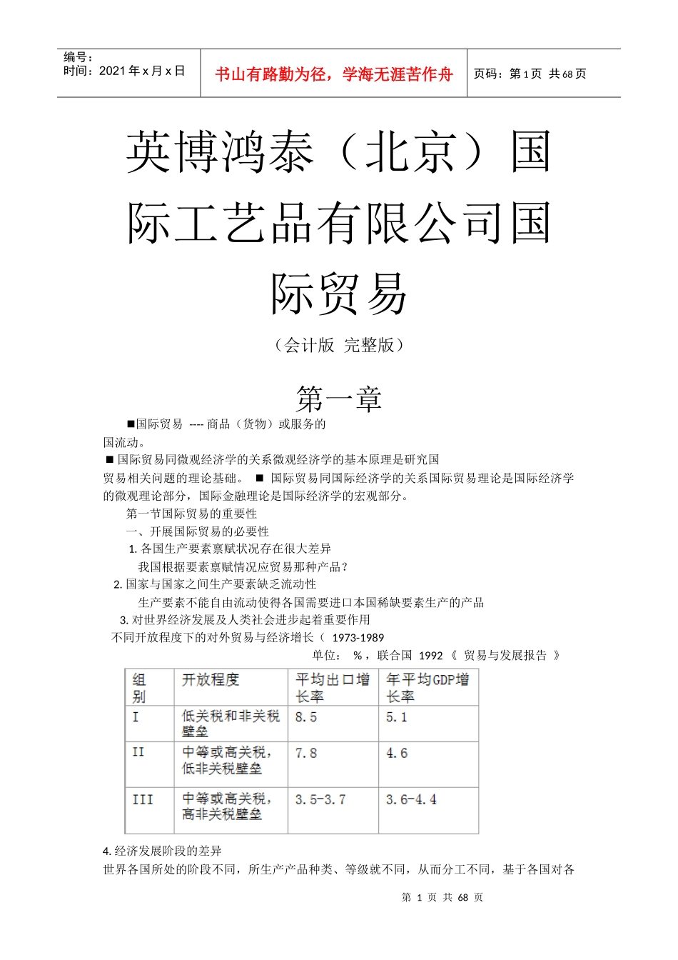 某国际工艺品有限公司国际贸易会计版_第1页