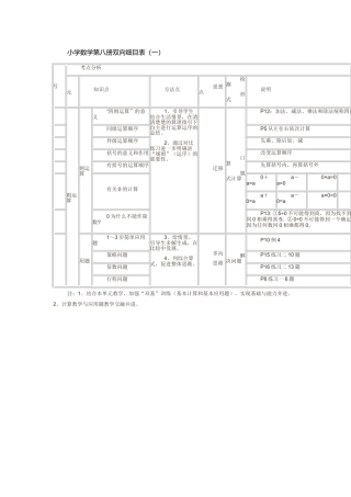 二年级数学二单元双向细目表