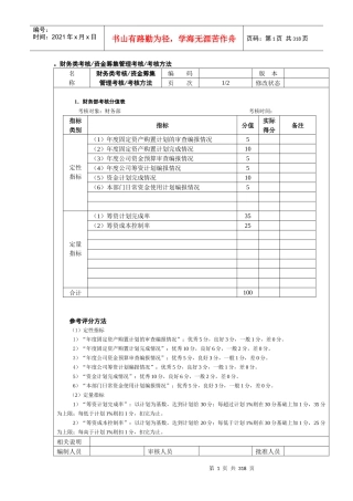 财务类考核资金筹集管理考核考核方法