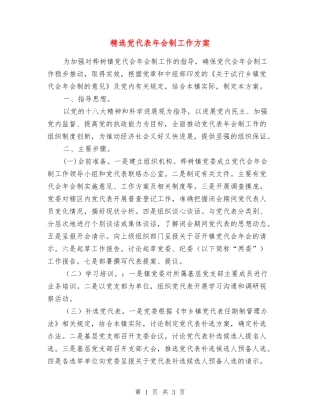 党代表年会制工作方案