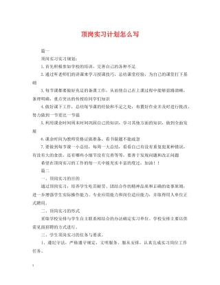 顶岗实习计划怎么写 