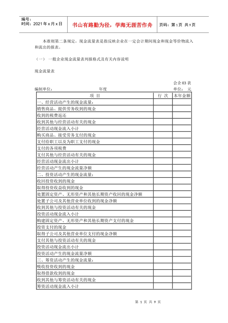 三、现金流量表列报格式及有关内容说明-中华会计网校——会_第1页