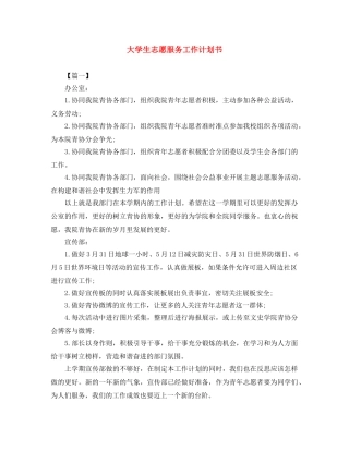 大学生志愿服务工作计划书 