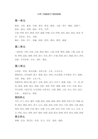 小学二年级语文下册词语表