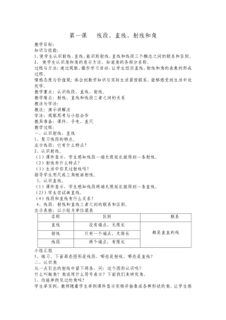 线段、直线、射线和角