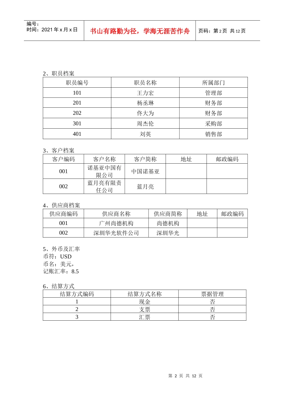 用会计电算化实务复习资料——友上机操作题(2)_第2页