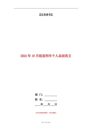 2024年10月组宣科年个人总结范文