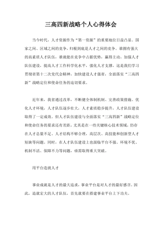 三高四新战略个人心得体会
