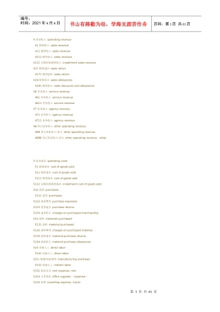 中英文会计科目