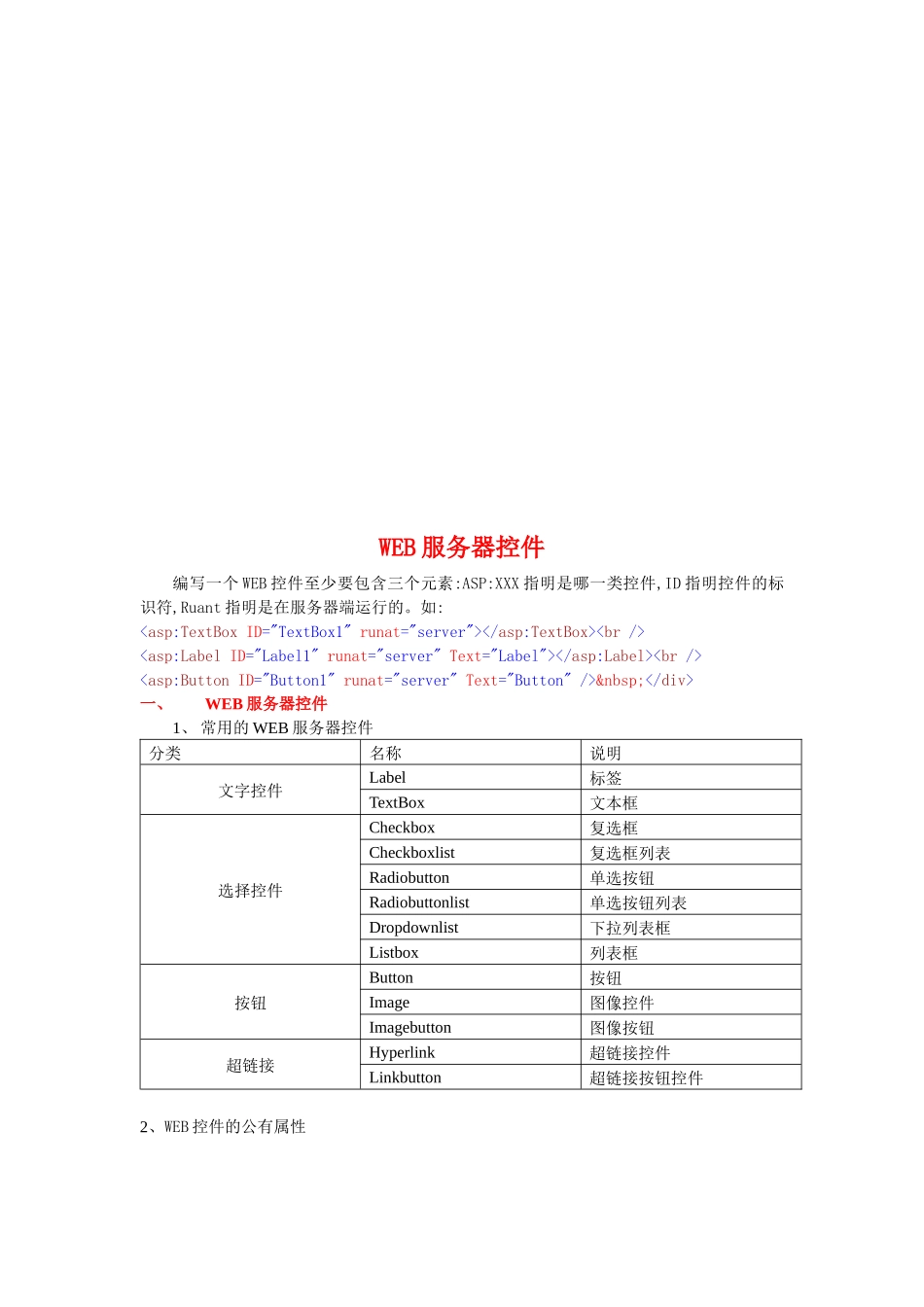WEB服务器控件_第1页