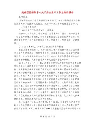 疾病预防控制中心关于安全生产工作总结的报告