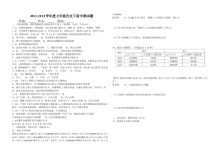 新2012-2013学年度七年级历史下册中期试题