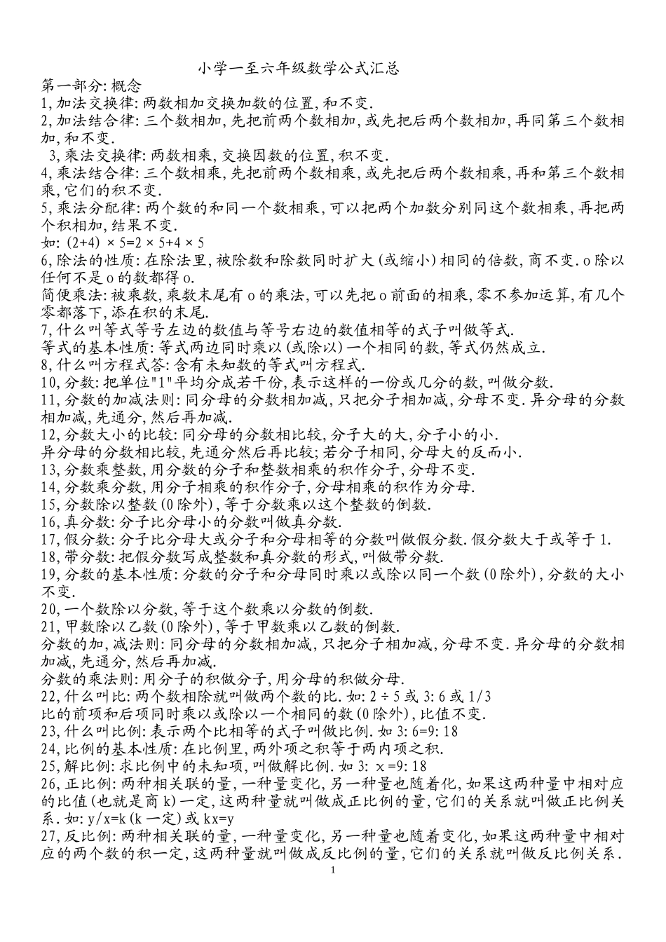 小学一至六年级数学公式汇总_第1页