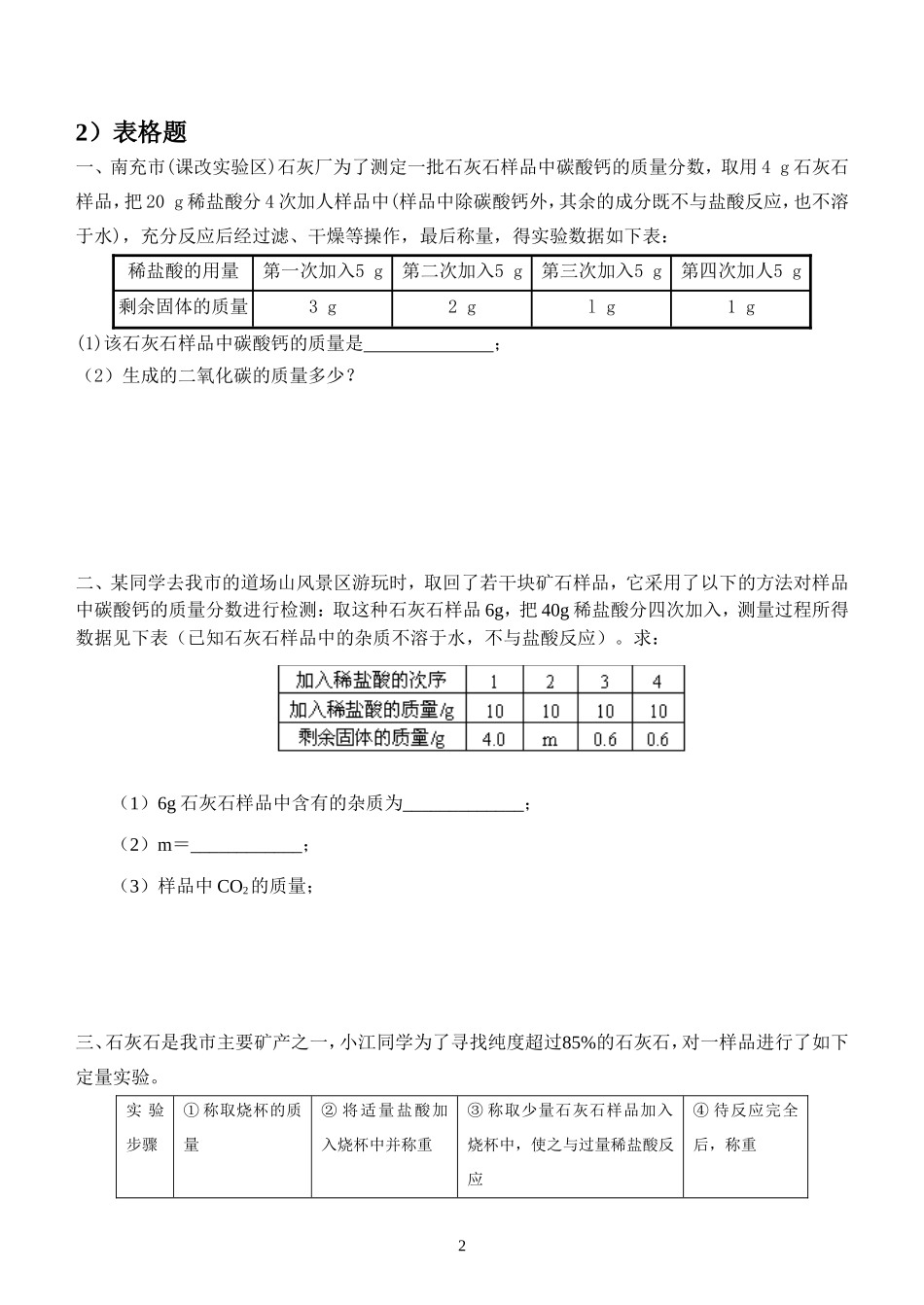 初中化学方程式计算题专题(1)_第2页