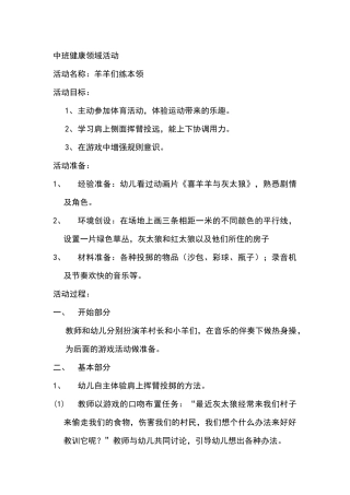 中班健康领域活动