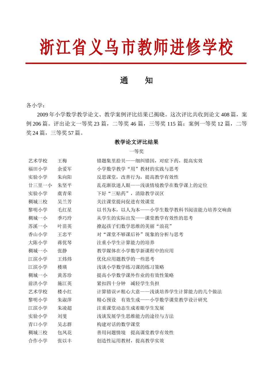 浙江省义乌市教师进修学校_第1页