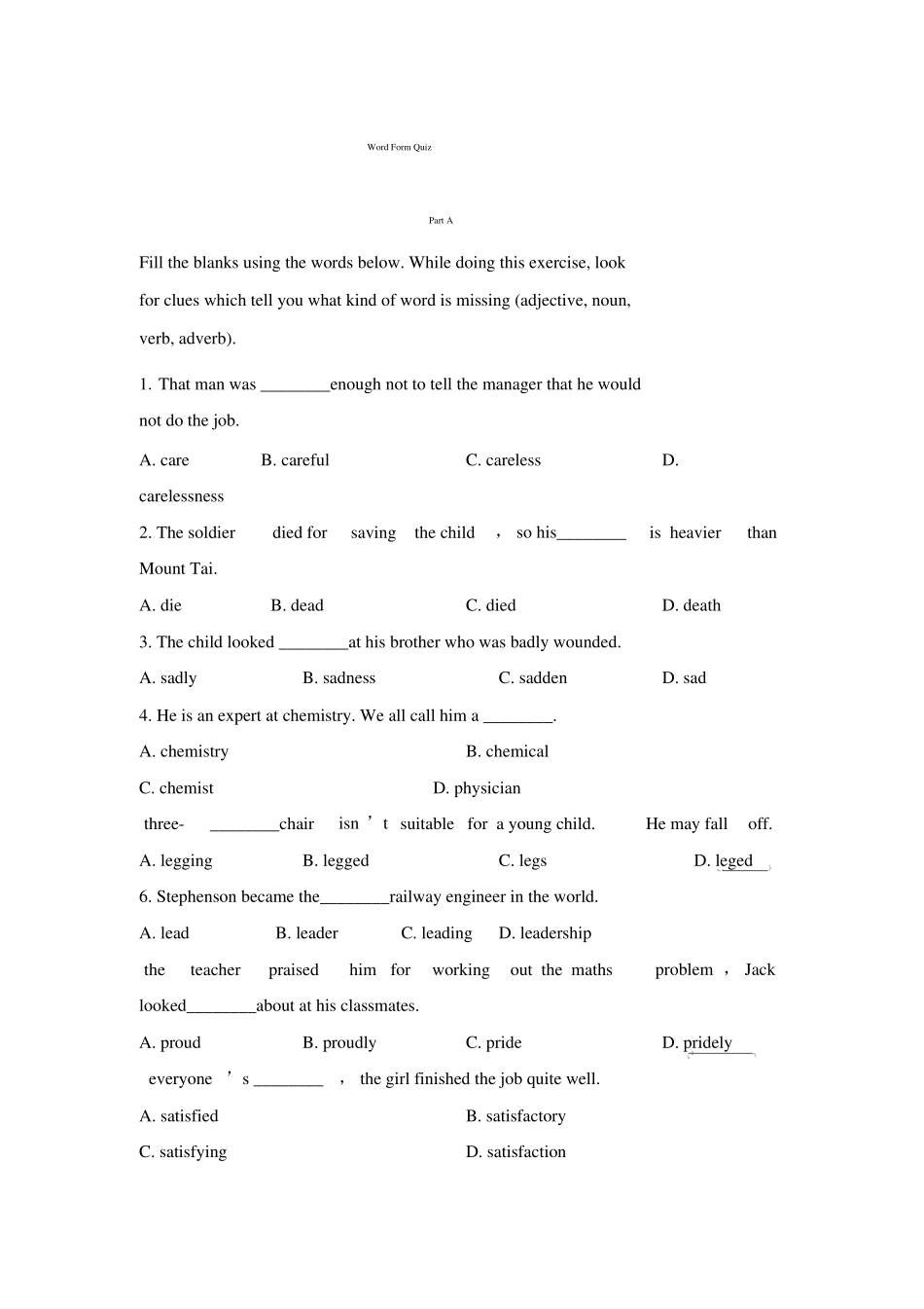 英语构词法练习题_第1页