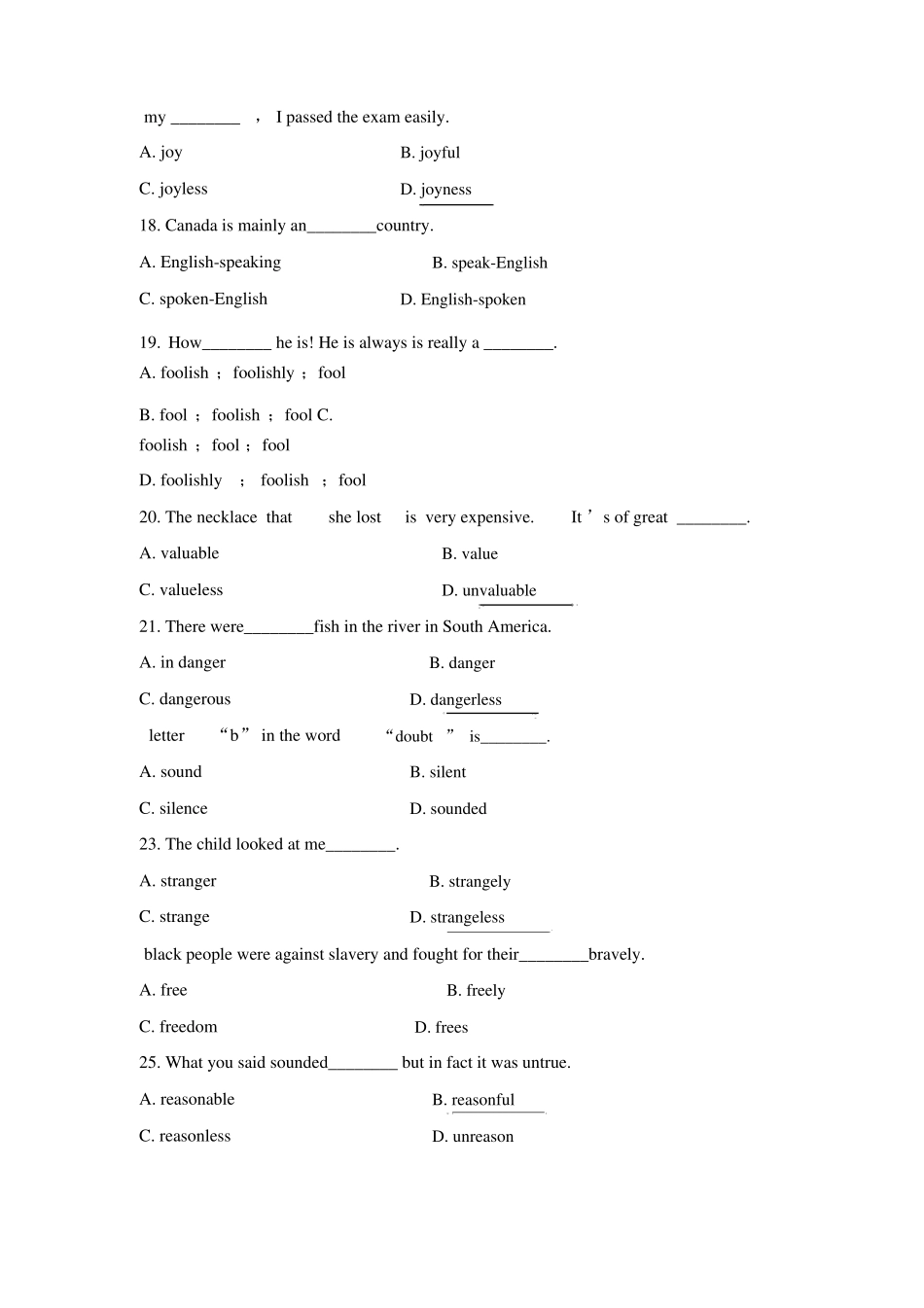 英语构词法练习题_第3页