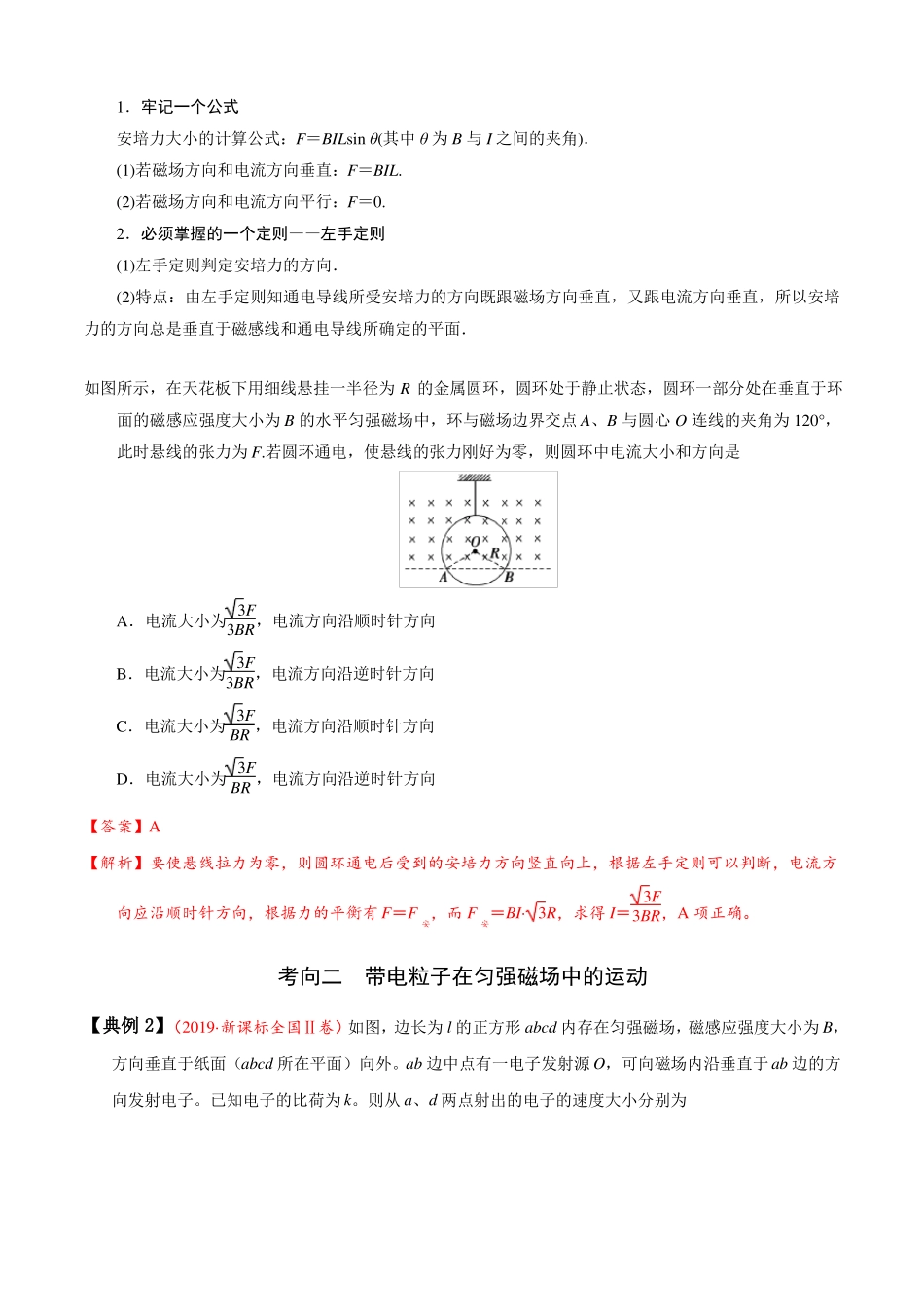 高考物理磁场及带电粒子在磁场中的运动_第2页