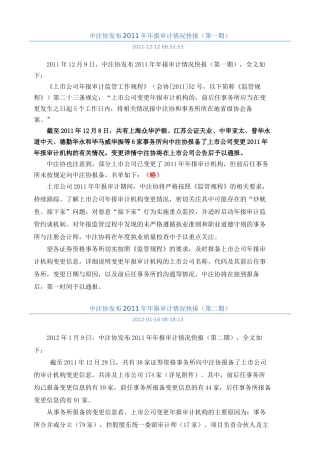 中注协XXXX年报审计情况快报(17次)