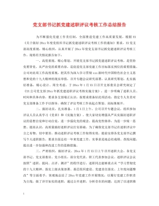 党支部书记抓党建述职评议考核工作总结报告 